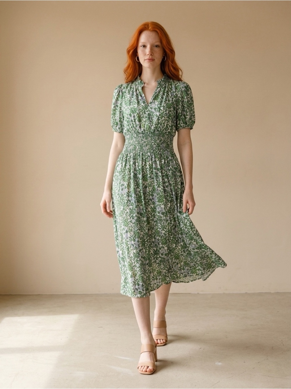 J. Crew Green and Blue Floral Top